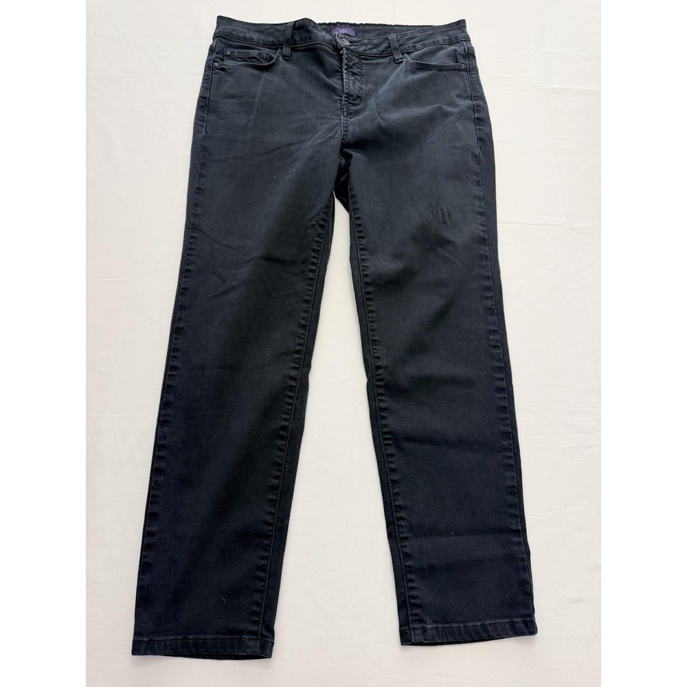 NYDJ‎ Ankle Jeans Womens 12 Gray Charcoal Wash Mid Rise Stretch 33x27 Denim